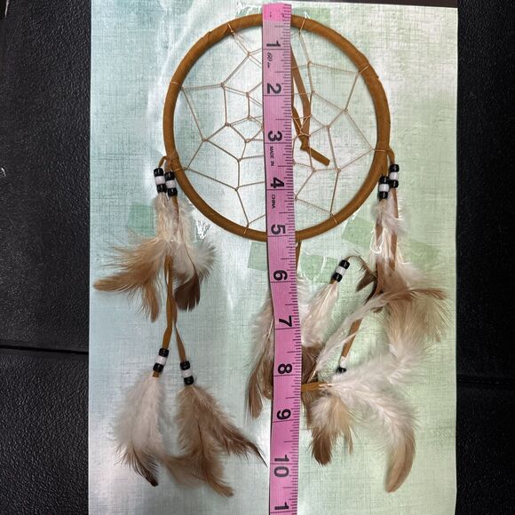 New Brown Beaded Dream Catcher With Feathers Hanging Decor - Picture 6 of 6